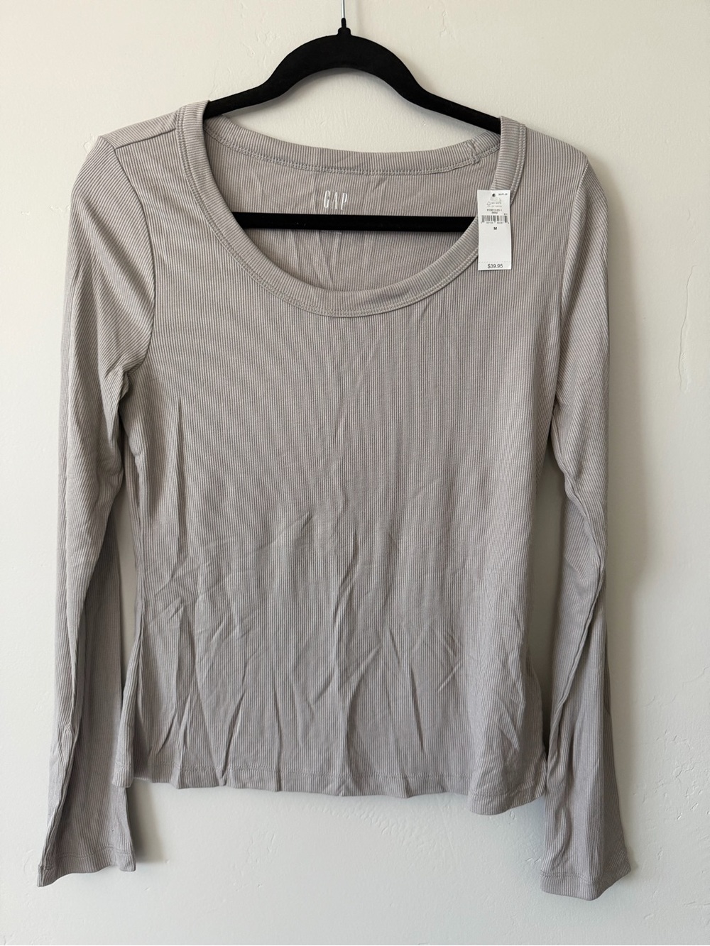 GAP Women's Long Sleeve Scoop Neck Top - Light Taupe